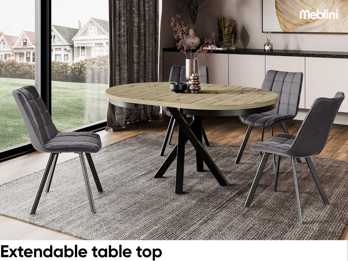 ESSTISCH CHRIS - Schwarz/Eiche Artisan, Holzwerkstoff (100/100/77cm) - Meblini