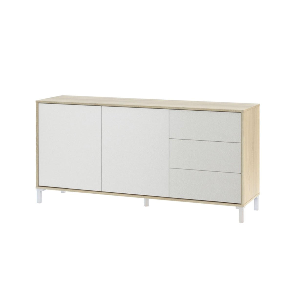 SIDEBOARD mit 2 Türen und 3 Schubladen Brooklyn - L154cm - Weiß, Holzwerkstoff (41/74/154cm) - Calicosy