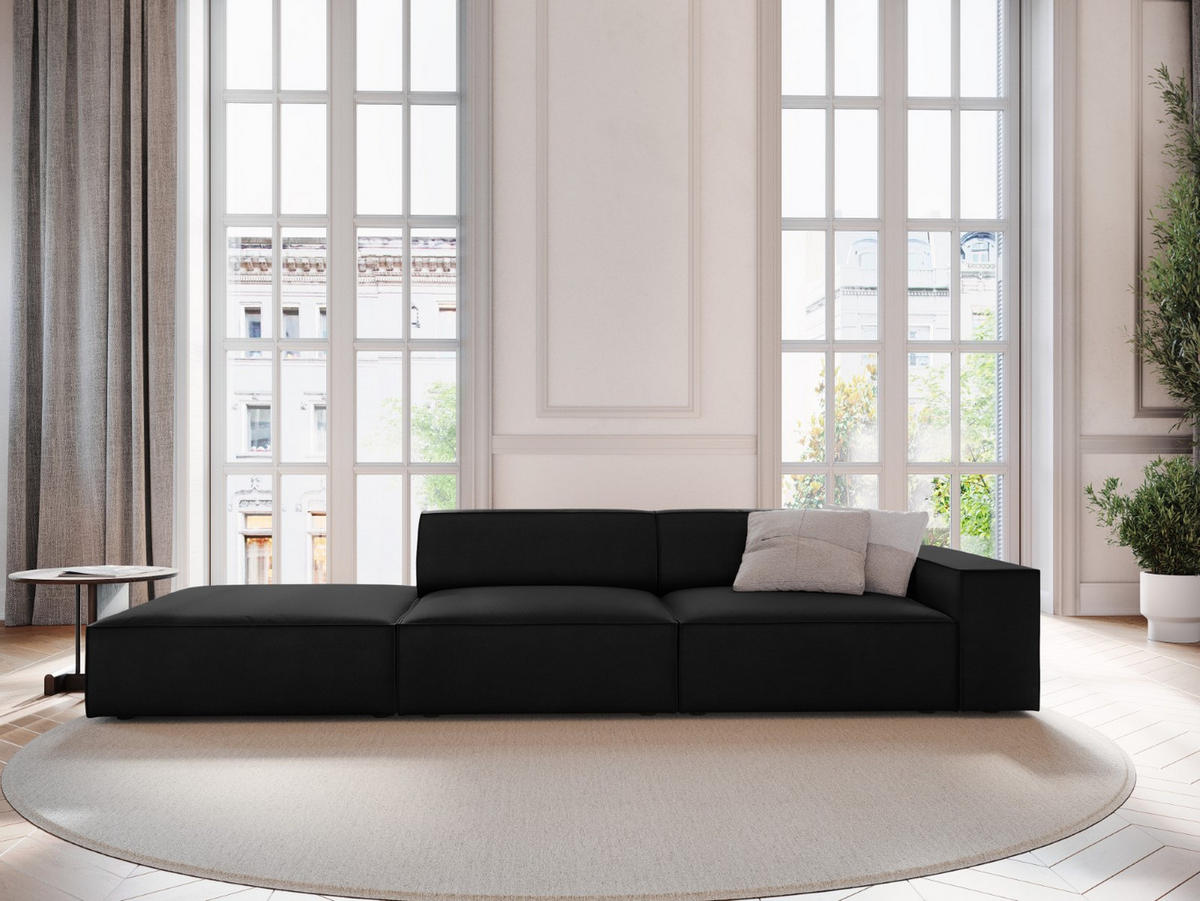 SOFA Jodie aus Samt schwarz 3 Sitzplätze - Schwarz, Textil (262/70/102cm) - Micadoni