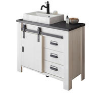 WASCHBECKENUNTERSCHRANK weiß Pinie, anthrazit Landhaus, Waschtisch inklusive Waschbecken - Anthrazit/Weiß, Holzwerkstoff/Metall (95/81/43cm) - Furn.Design