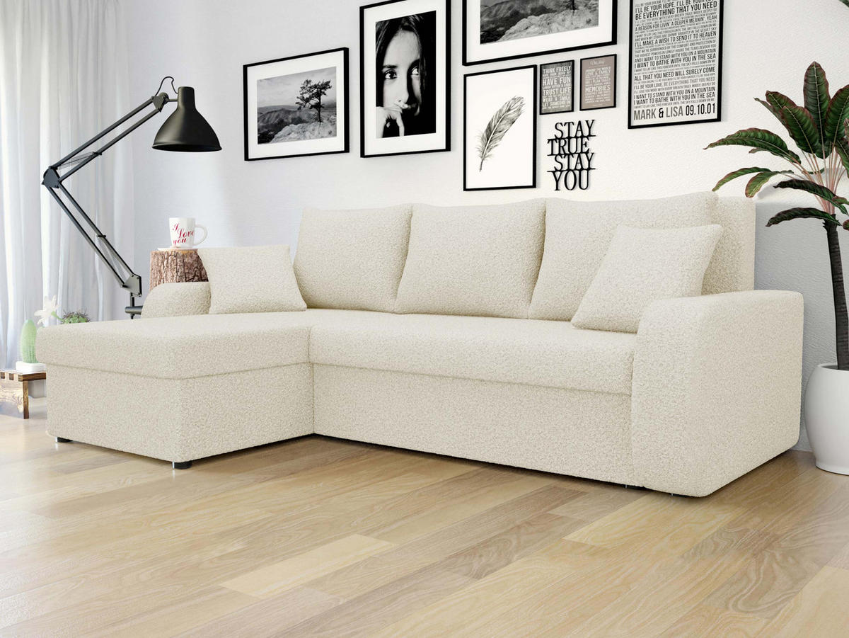 ECKSOFA Kris Lux - Creme/Schwarz, Holz/Kunststoff (238/147cm) - MIRJAN24