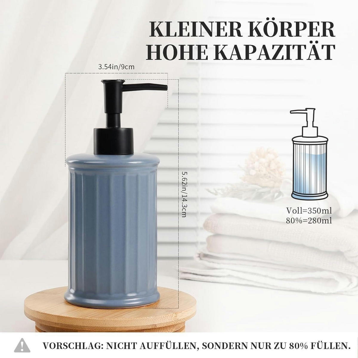 SEIFENSPENDER Keramik Blau 350ml - Blau, Keramik (9/14.3/9cm)