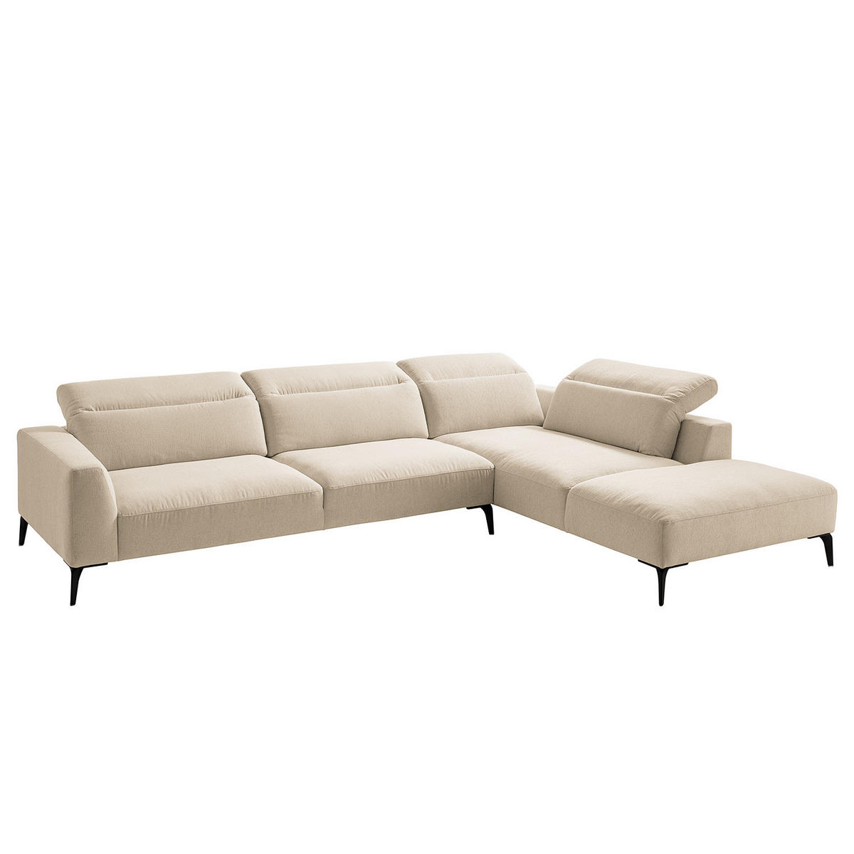 ECKSOFA mit Ottomane - Beige/Schwarz, Textil/Metall (325/238cm) - home24