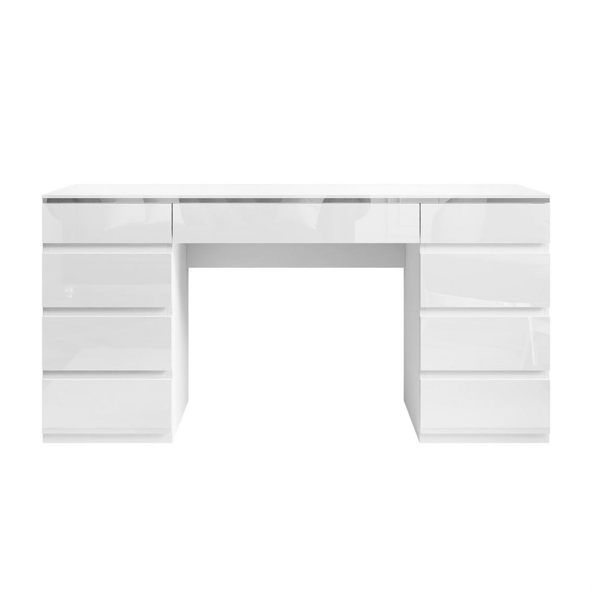 SCHREIBTISCH AURORA DOUBLE SILVER mit Schubladen - Weiß, Holzwerkstoff (55/156.8/79.2cm) - Lookway