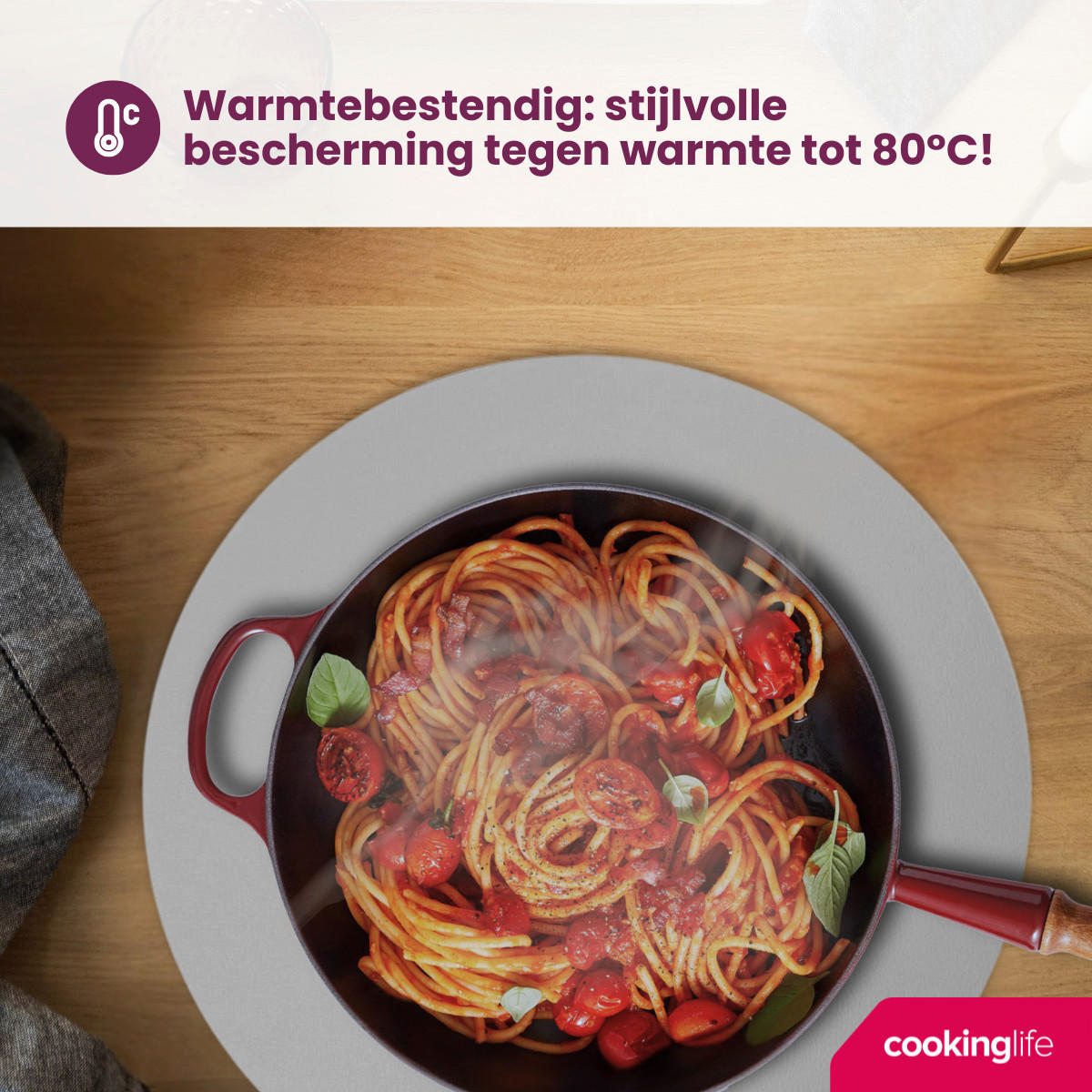 COOKINGLIFE Tischsets - Doppelseitig - Veganes Leder - Grau / Blau ø 38 cm - 6 Stück - Blau, Kunststoff (38cm) - Cookinglife