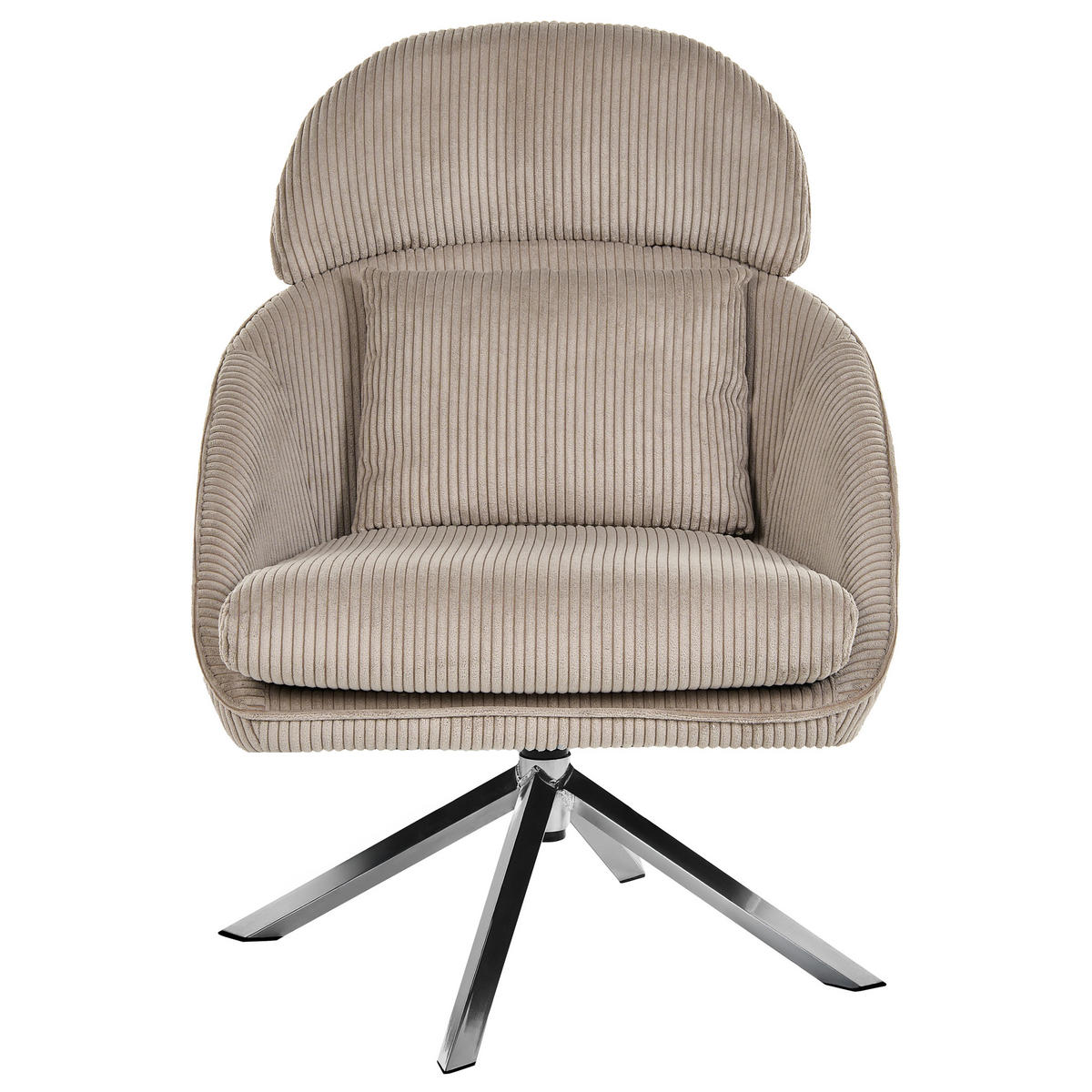 DREHSESSEL Cord Taupe Storvorde - Taupe, Textil/Metall (63/98/81cm) - Beliani