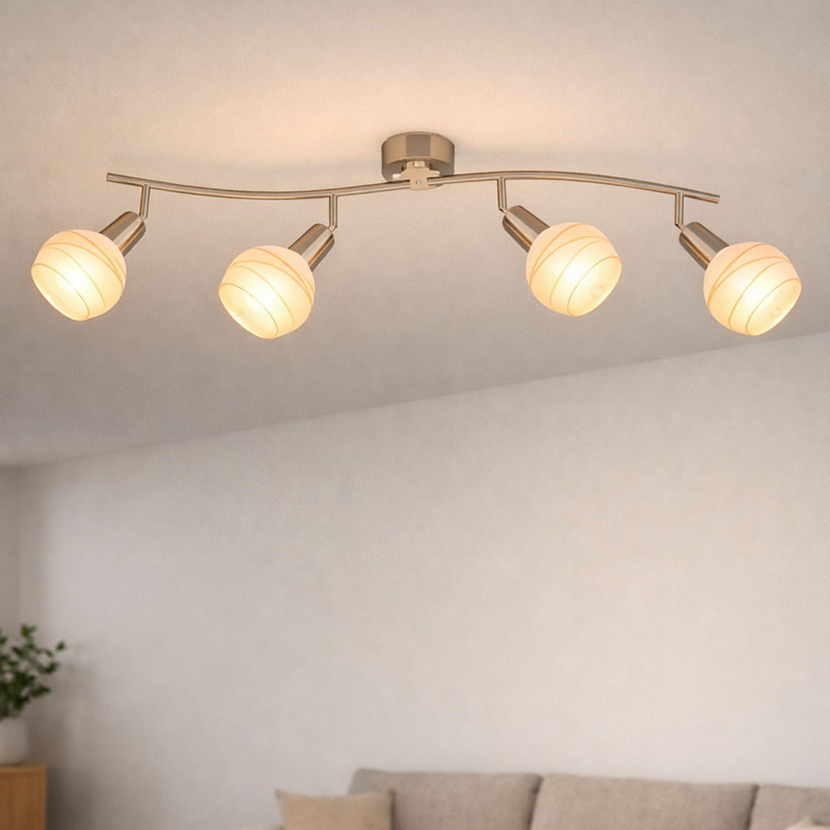 LED DECKENLEUCHTE Metall Silber ELLIOTT - Silberfarben, Glas (70/31.5/21.1cm) - Globo Lighting