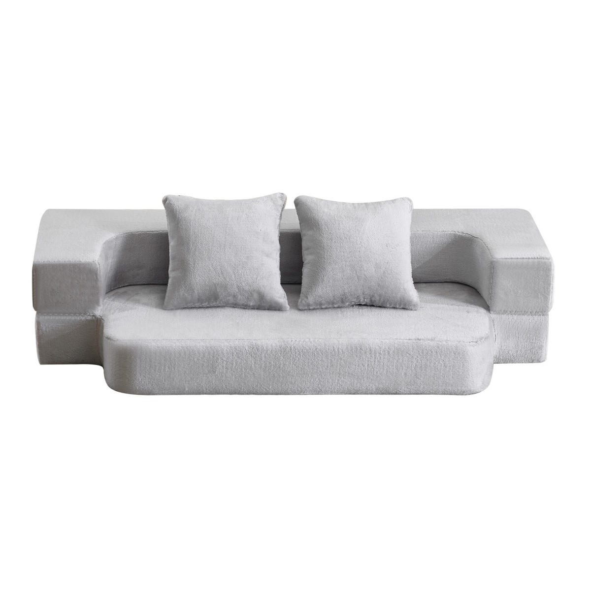 SOFA klappbar 2-Sitzer Hellgrau - Hellgrau, Kunststoff (52/48/190cm) - Meubliv