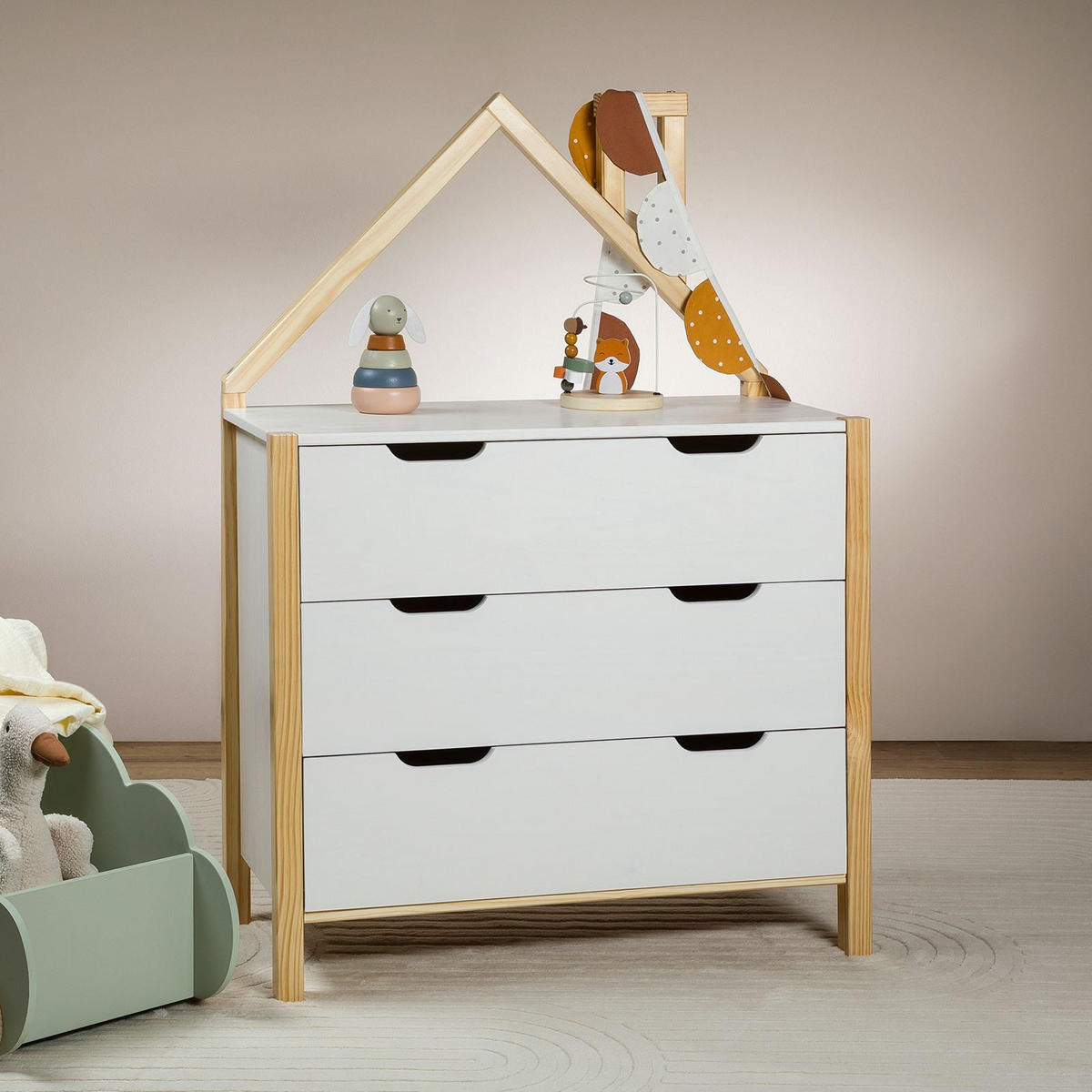 KOMMODE ELANO natur/weiß - Naturfarben/Weiß, Holz (83/120/41cm) - IDIMEX