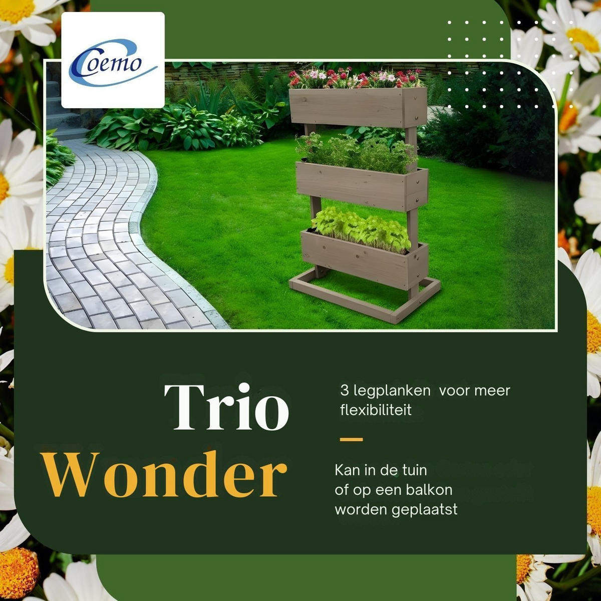 HOCHBEET 3 Etagen Holz Grau 75/30/75 cm - Grau, Holz (30/75/75cm) - Coemo