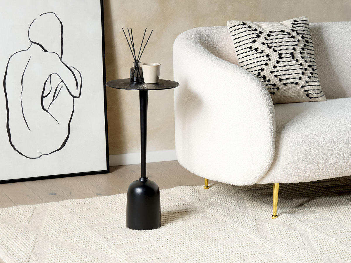 BEISTELLTISCH Aluminium schwarz rund 30 cm Selwyn - Schwarz, Metall (30/30/60cm) - Beliani