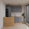 KÜCHENZEILE 360 cm - Langen K104-M360 - in Beige / Matt - Beige/Schwarz, Holz/Holzwerkstoff (360/212/60cm)