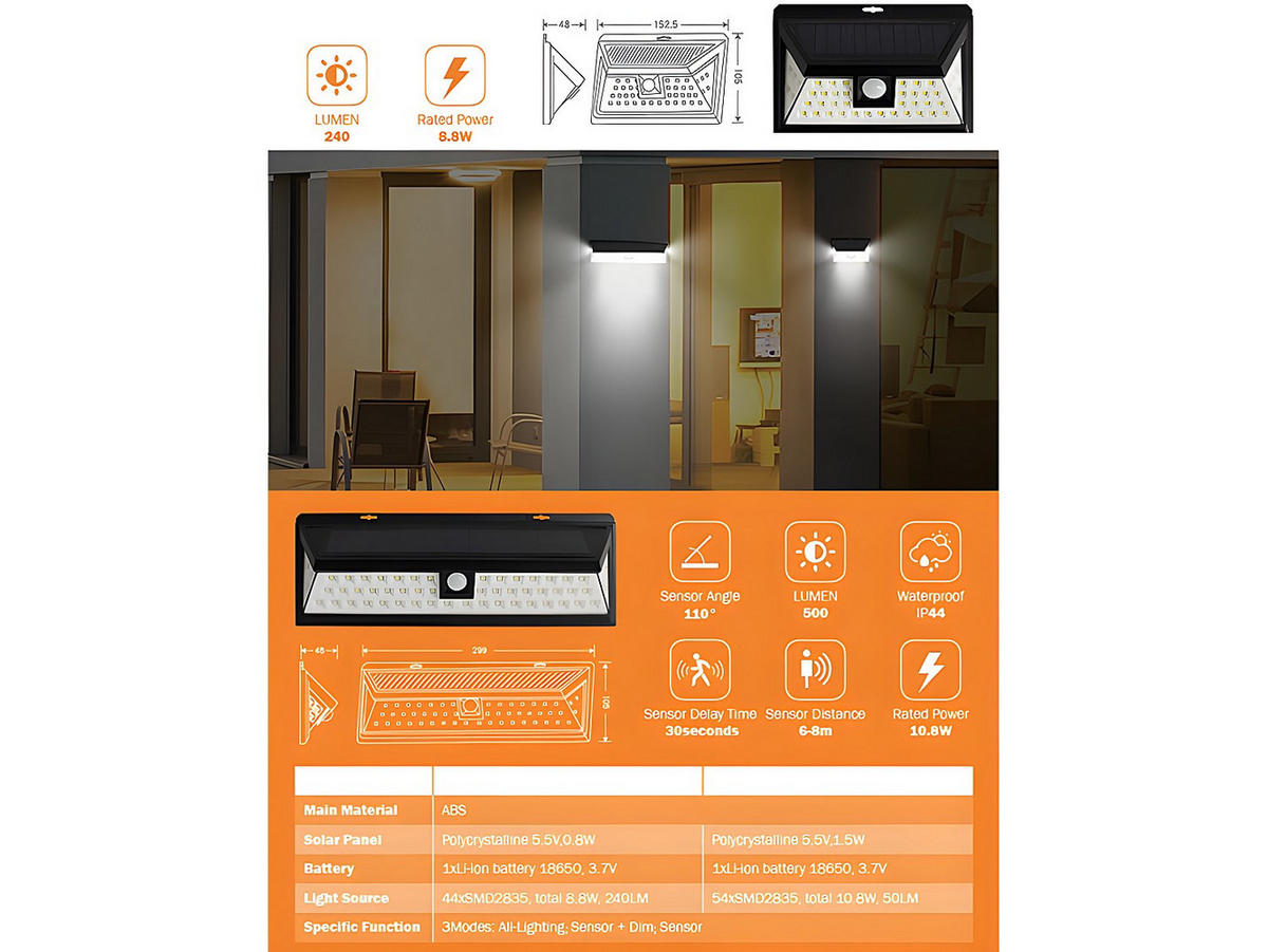 SCHEINWERFER Outdoor - 30 cmcm x 4.8 cmcm - Plastik - Schwarz - DORIA - Schwarz, Kunststoff (4.8/30/10.5cm) - Vente-Unique