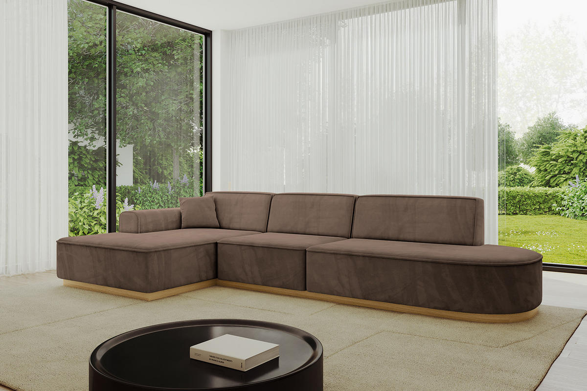 ECKSOFA Ottomane Links IREA-L2-v2 - 327x165x80 cm Braun - Braun, Holzwerkstoff/Textil (327/165cm) - ALTDECOR