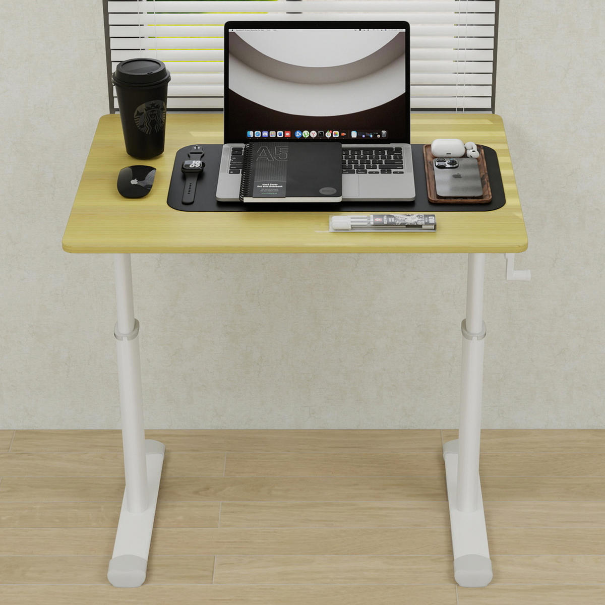 SCHREIBTISCH in Naturfarbe Kinderschreibtisch mit kompaktem Design für Arbeitszimmer, B80/T60/H90 cm - Weiß/Naturfarben, Holzwerkstoff/Metall (60/80/90cm) - STILVORA