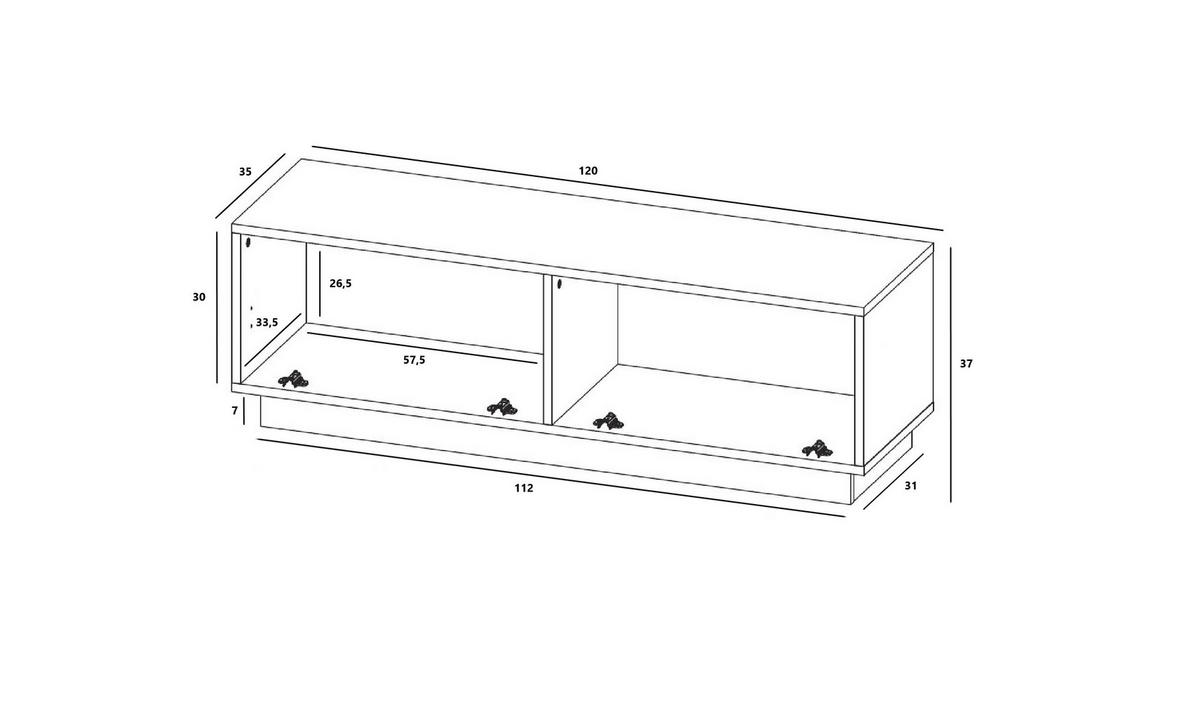 TV-SCHRANK Enjoy Graphit matt Loft 120 cm - Grau, Holzwerkstoff (120/37/35cm) - Meble Lindner