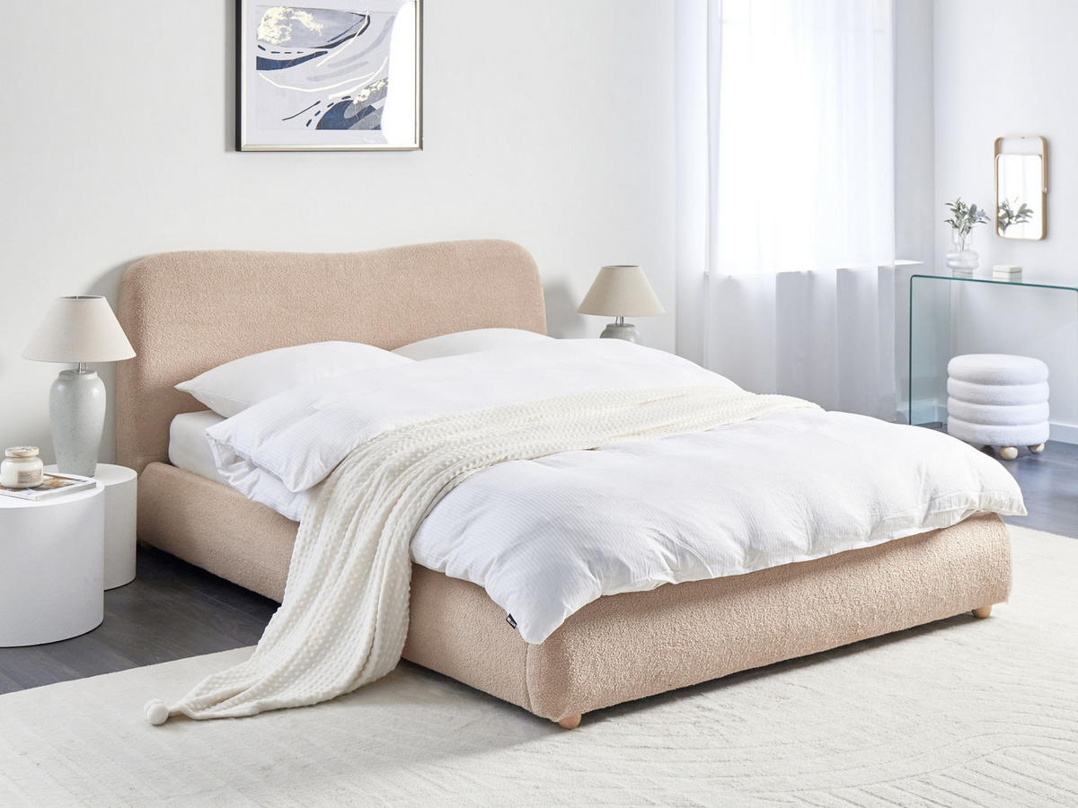 BETT mit Stauraum 160/200 cm Beige Blagnac - Beige, Textil (160/200cm) - Beliani