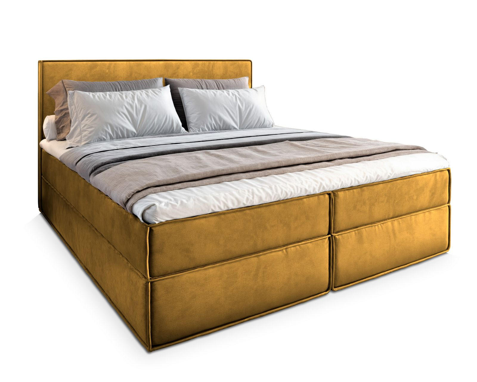 BOXBETT PELLIO 180x200 cm mit Matratze und Topper - Gelb - Gelb, Holz (180/200cm) - MASSENO