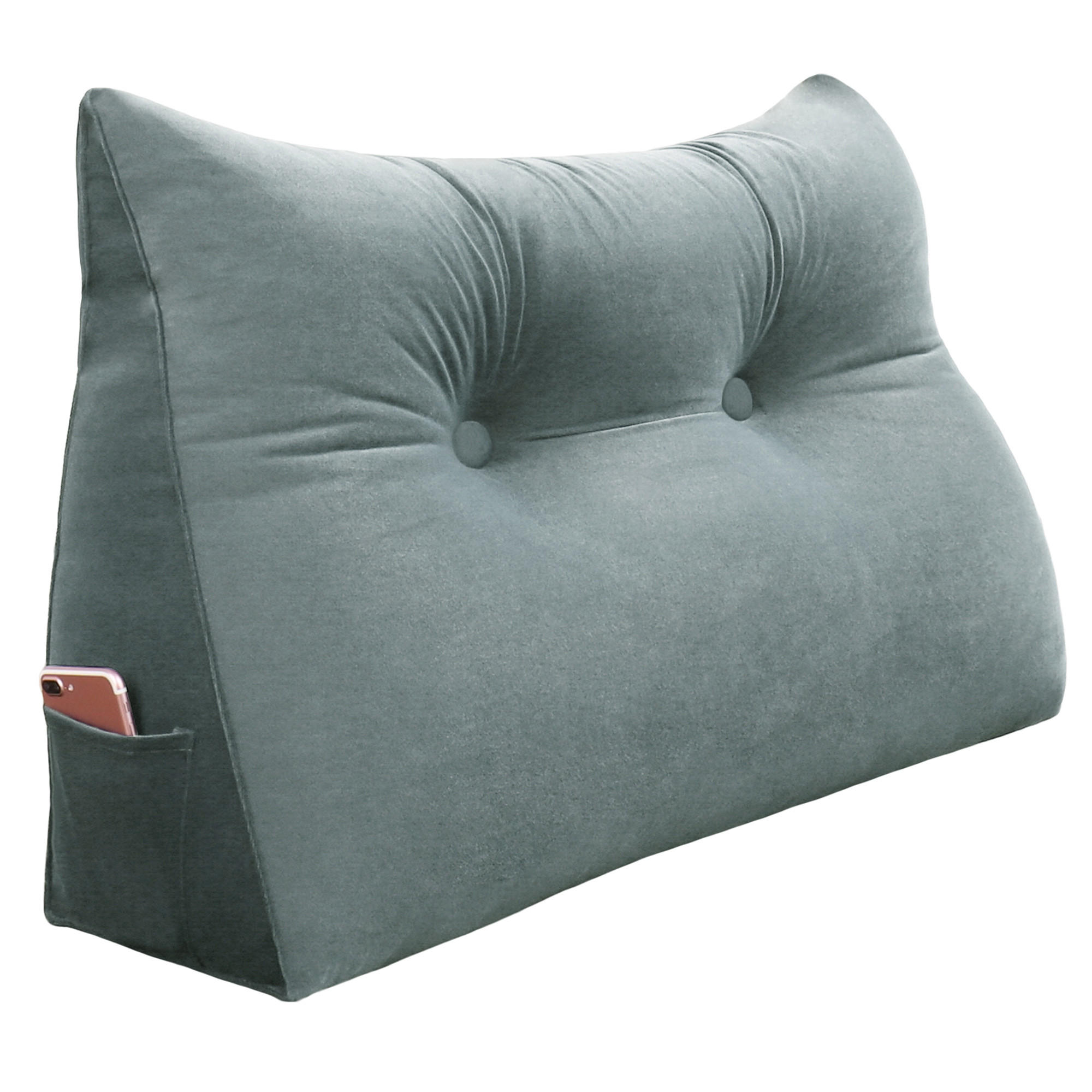 LESEKISSEN für Bett Samt Grau 60 cm - Grau, Textil (50/60cm) - Vercart