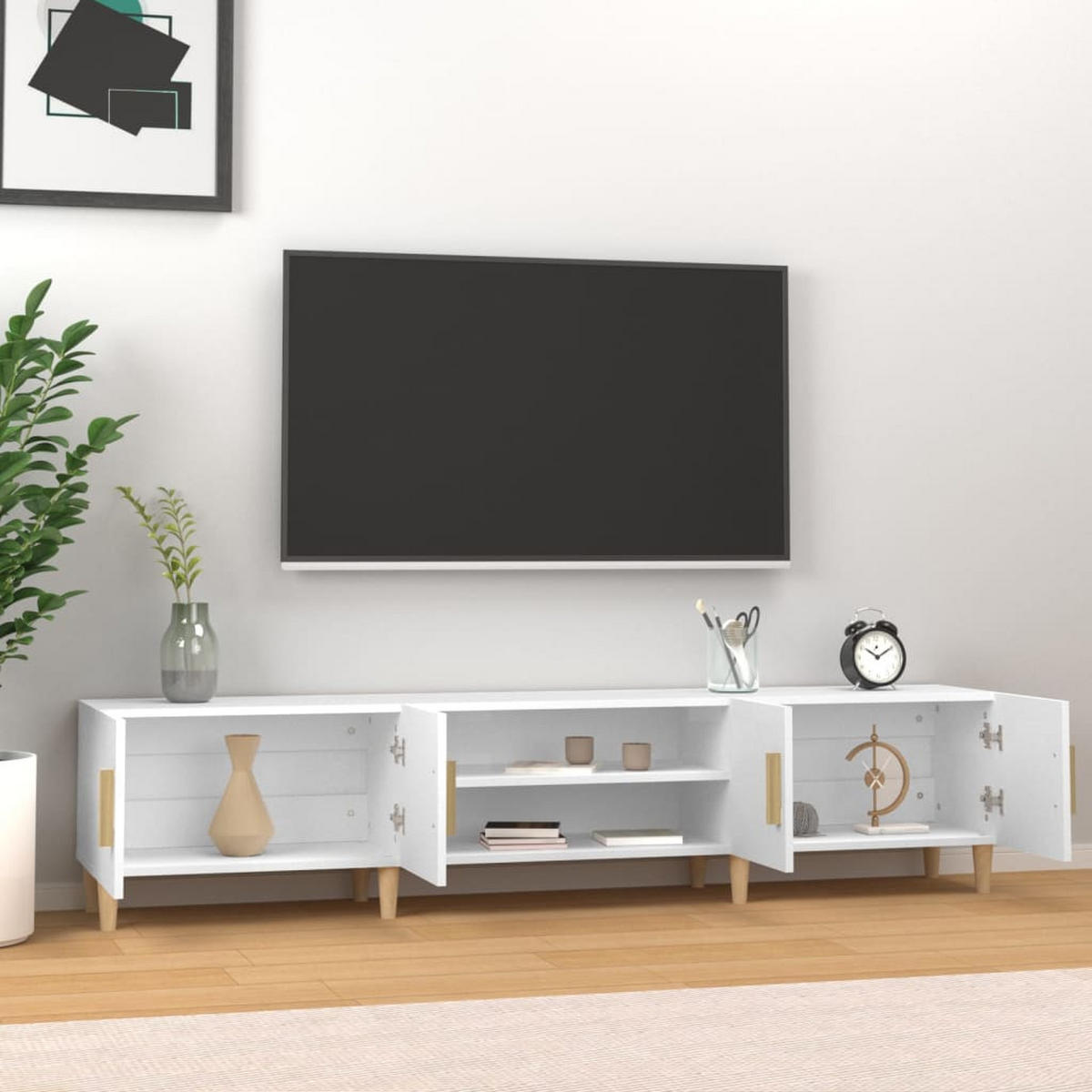 TV-SCHRANK Weiss 180/31,5/40 Cm Holzwerkstoff - Weiß, Holzwerkstoff (31.5/40/180cm) - vidaXL