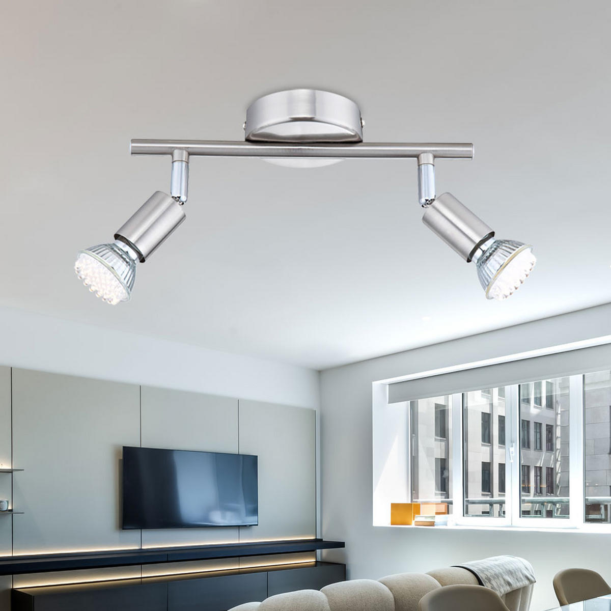 LED DECKENLEUCHTE Matrix Silber matt - Silberfarben, Metall (25.5/8.5/15cm)