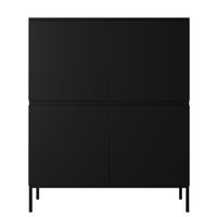 HIGHBOARD Bemmi Schwarz mit schwarzen Beinen 4-türig 100 cm - Schwarz, Holzwerkstoff/Metall (100/122/35cm) - Selsey