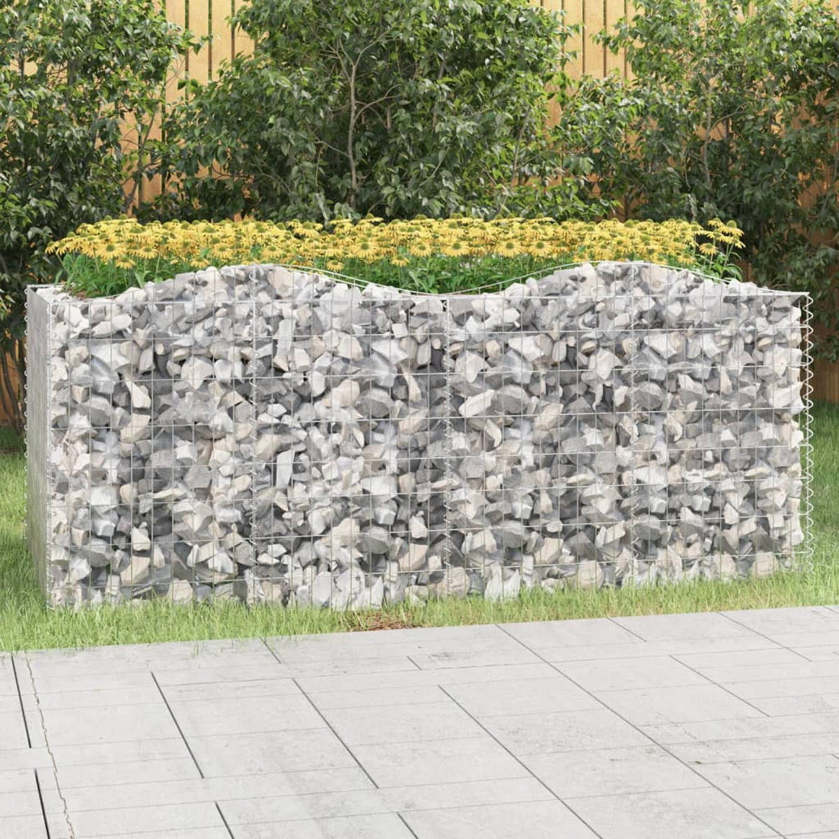 GABIONEN-HOCHBEET mit Hochbogen 200x100x100 cm Verzinktes Eisen - Silberfarben, Metall (100/100/200cm) - furnicato