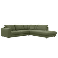 ECKSOFA mit Ottomane - Schwarz/Grün, Holz/Kunststoff (267/254cm) - home24