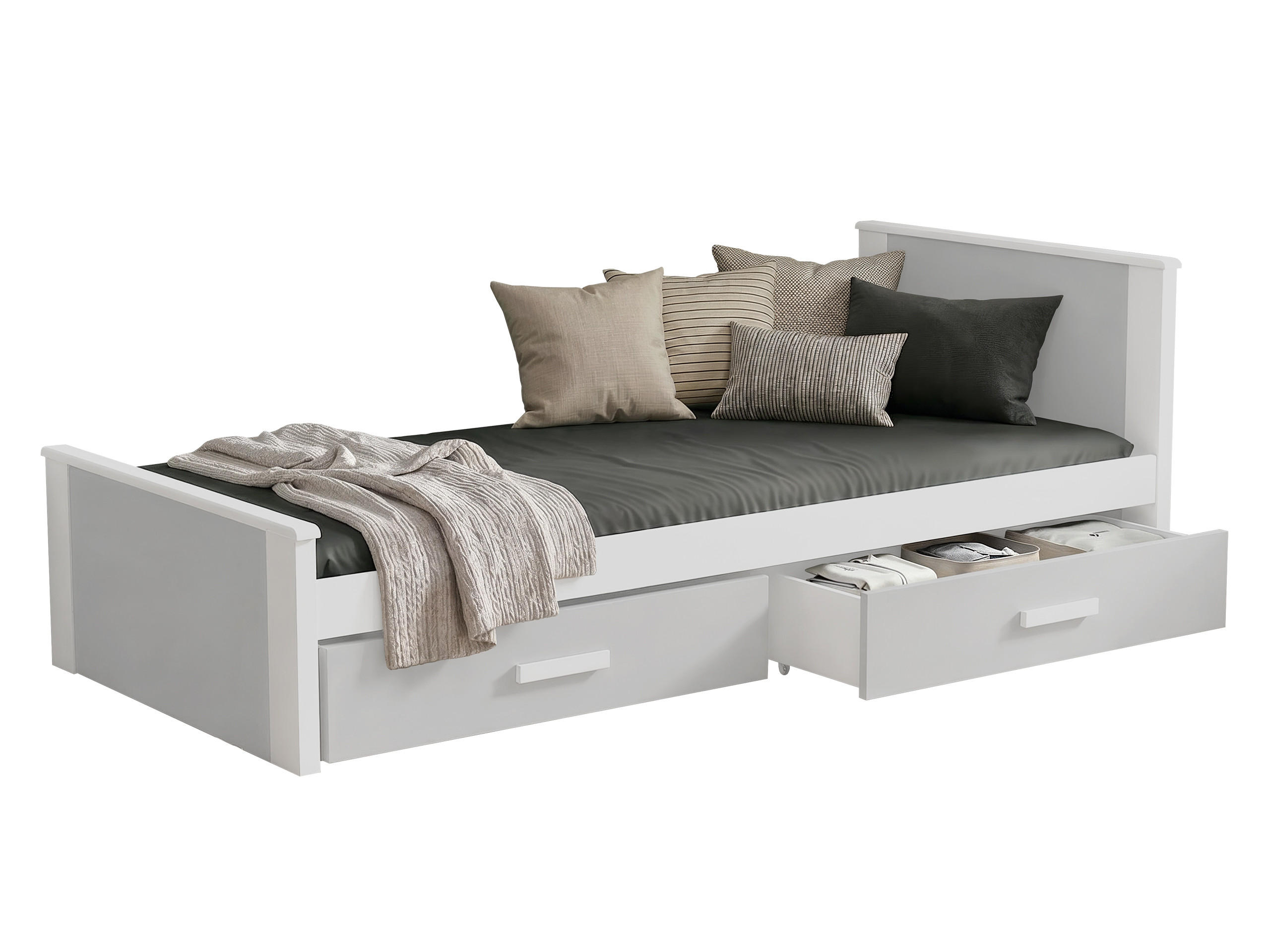 JUGENDBETT Aldo - Weiß/Grau, Holz (90/200cm) - MIRJAN24