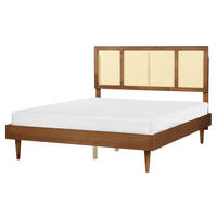 POSTEL s roštem 160/200 cm Kaučukovníkové dřevo Hnědá Auray - hnědá, dřevo (160/200cm) - Beliani