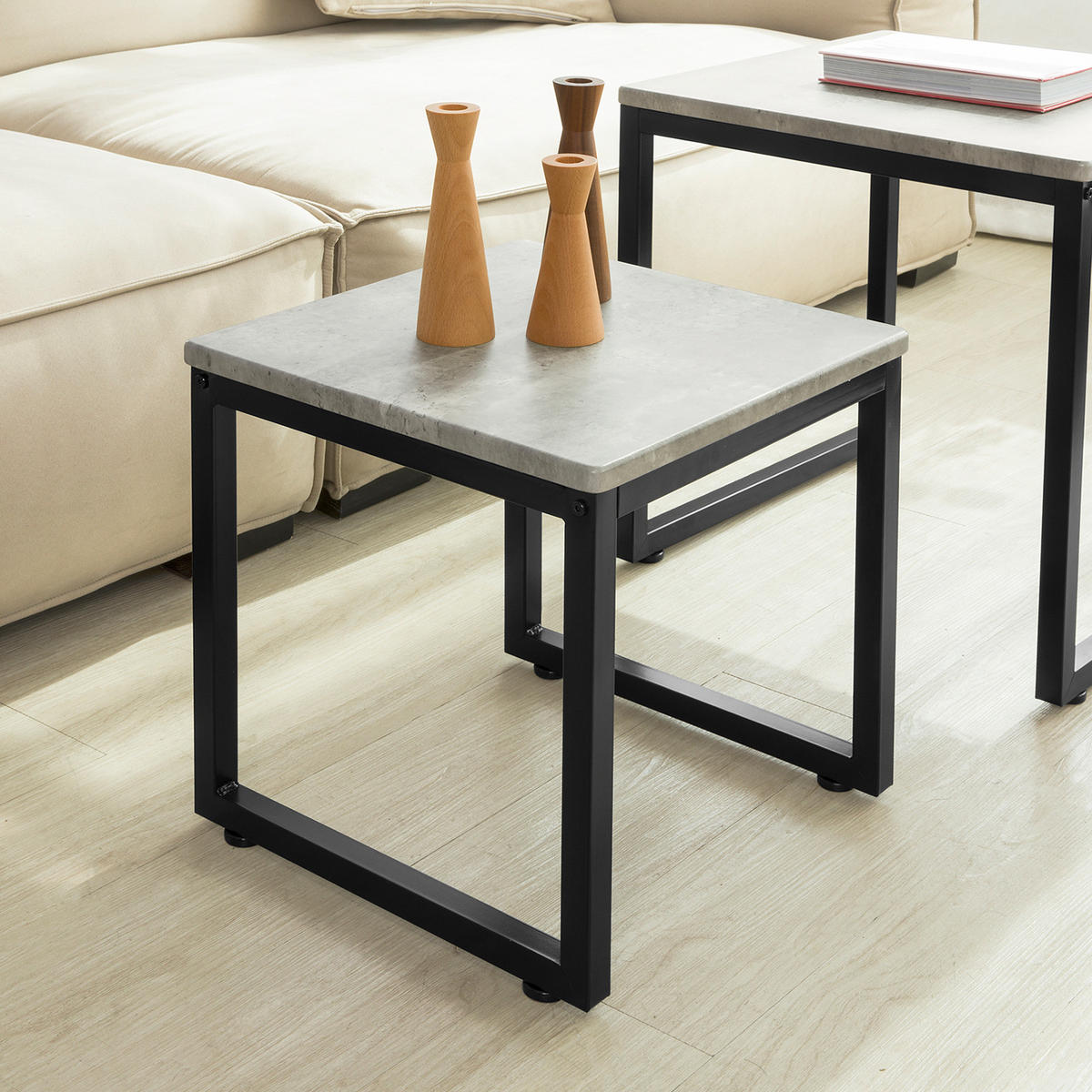 COUCHTISCH 2er Set Grau - Grau, Holzwerkstoff (50/50/50cm) - SoBuy