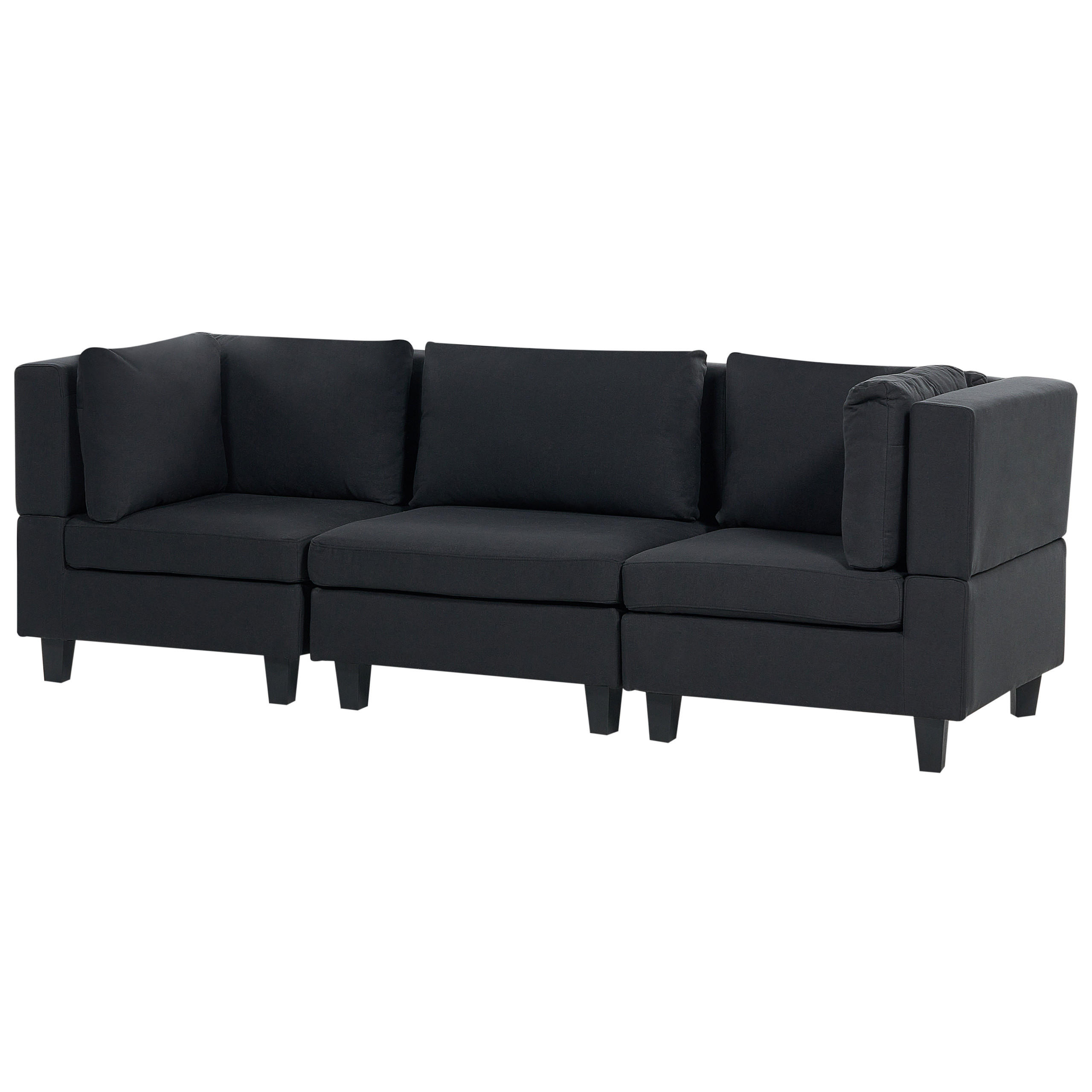 3-SITZER-SOFA Leinenoptik schwarz Unstad - Schwarz, Textil (228/72/76cm) - Beliani