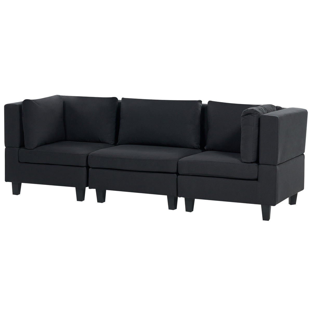 3-SITZER-SOFA Leinenoptik schwarz Unstad - Schwarz, Textil (228/72/76cm) - Beliani