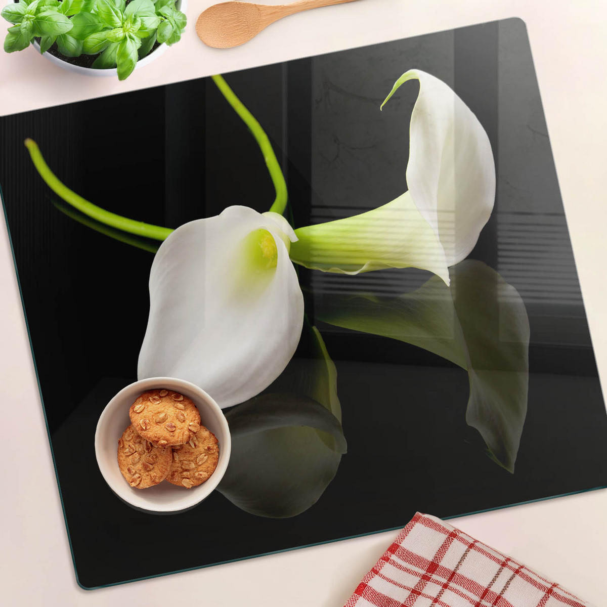 GLASPLATTE 60x52 cm Calla - Weiß, Glas (60/0.4/52cm) - TULUP
