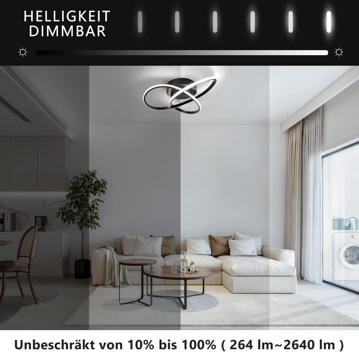 LED-DECKENLEUCHTE Möbius 40/40/14 cm - Schwarz, Kunststoff (40/40/14cm) - Nettlife