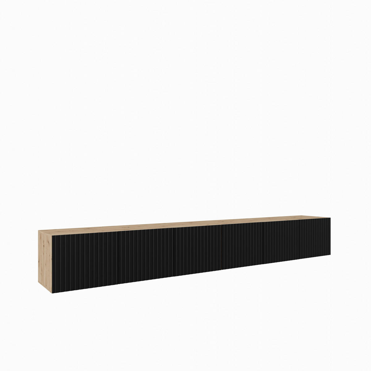 LOWBOARD LIVO 300/41/40 cm, Hängender TV-Schrank Eiche Artisan - Schwarz/Eiche Artisan, Holzwerkstoff (300/41/40cm) - MASSENO