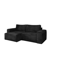 ECKSCHLAFSOFA Bohoo-Ecksofa mit Schlaffunktion stoff Velo Schwarz Links - Schwarz, Holz/Textil (140/248cm) - Kaiser Möbel