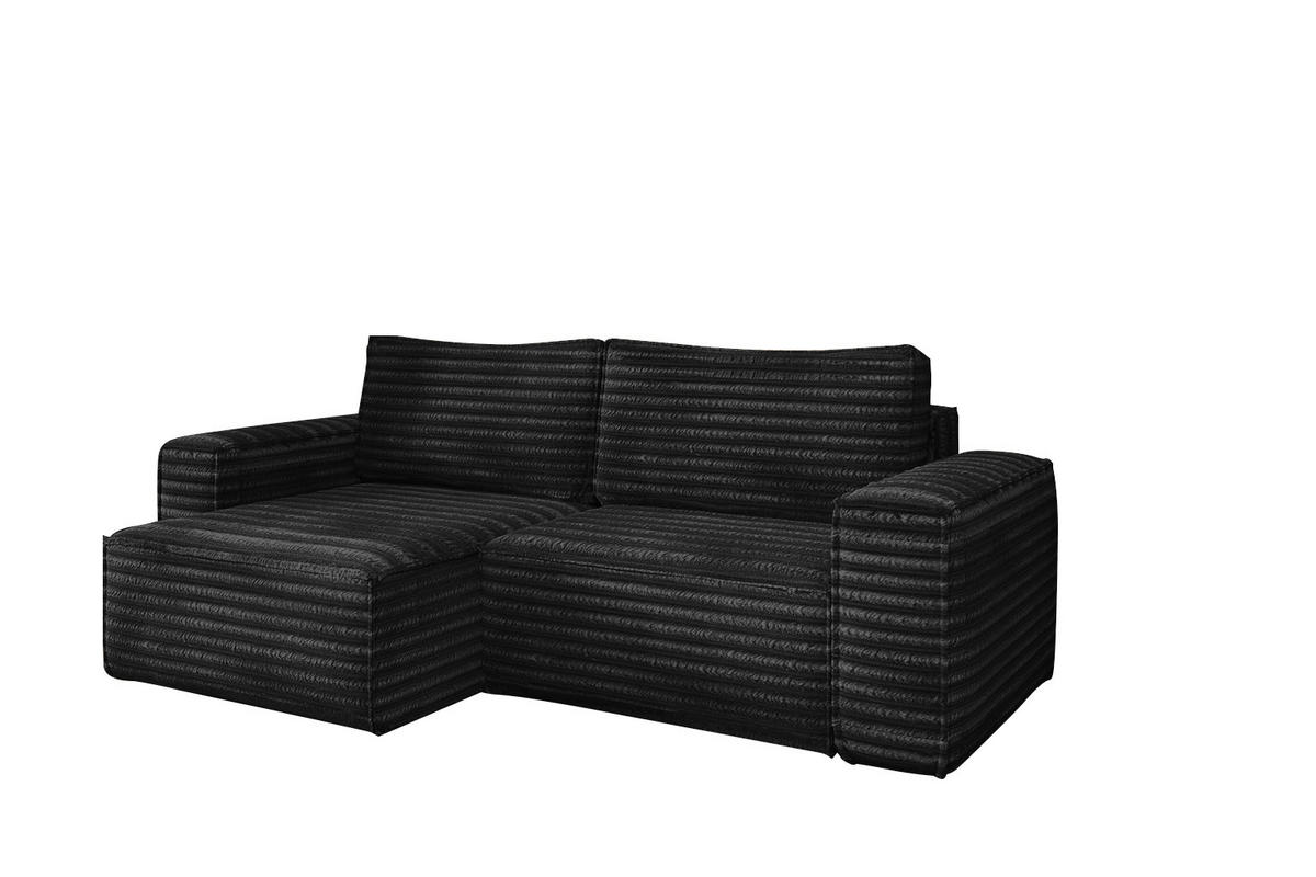 ECKSCHLAFSOFA Bohoo-Ecksofa mit Schlaffunktion stoff Velo Schwarz Links - Schwarz, Holz/Textil (140/248cm) - Kaiser Möbel