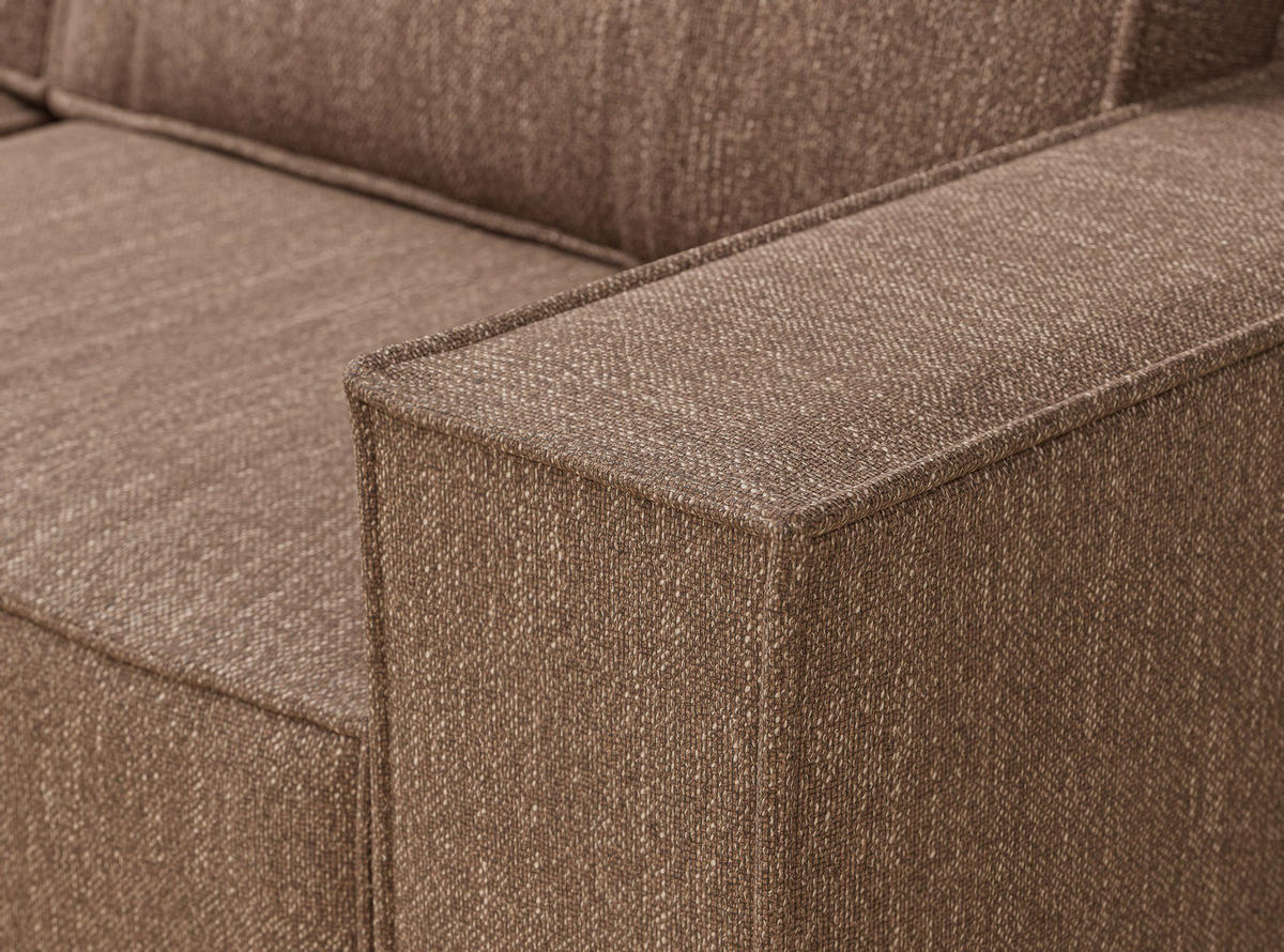 ECKSOFA MIT SCHLAFFUNKTION Zaya Hellbraun Webstoff - Hellbraun/Schwarz, Holz/Holzwerkstoff (255/148cm) - Maison de Reve