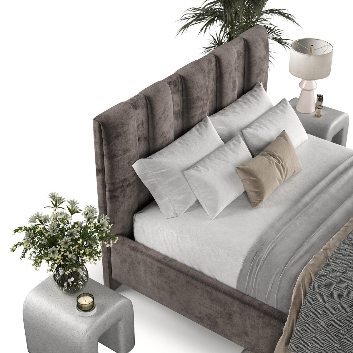 POLSTERBETT Loom 180/200 cm Braun im Lotta Stoff - Naturfarben/Braun, Holz/Holzwerkstoff (180/200cm) - AltaBeds