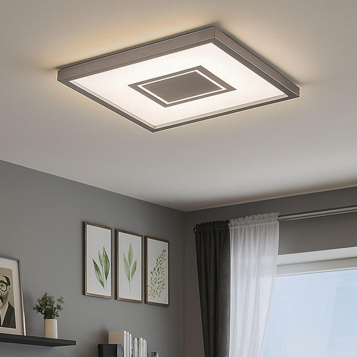 LED DECKENLEUCHTE Backlight Silber - Silberfarben, Kunststoff (42.3/42.3/3.9cm) - Briloner