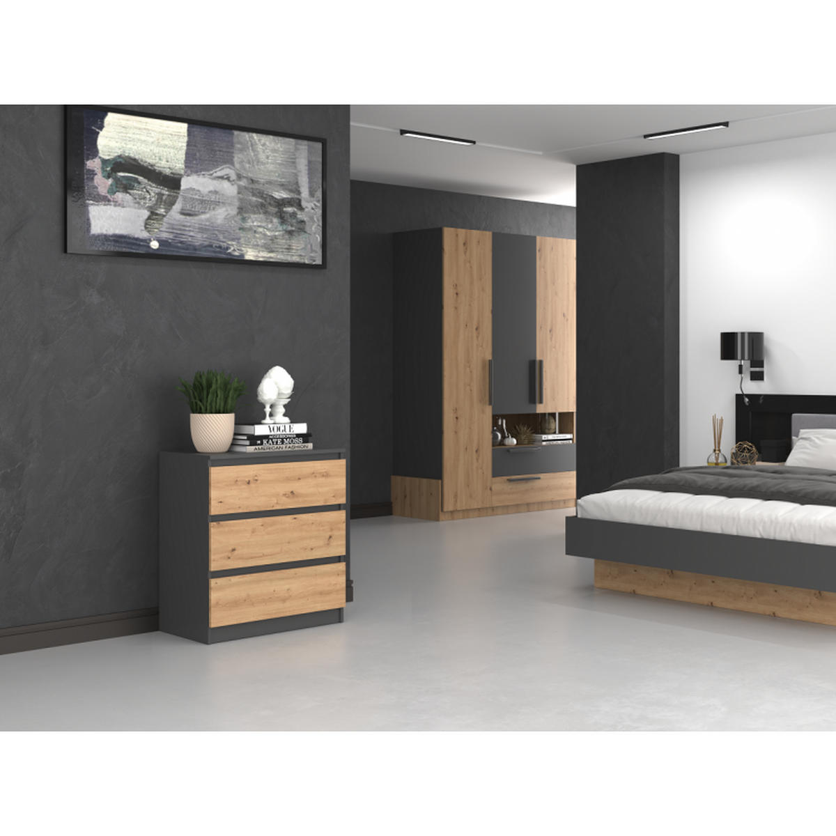 KOMMODE Anthrazit, Artisan 70/75/40 - Anthrazit, Holzwerkstoff (70/75/40cm) - RAUMHIRSCH FURNITURE