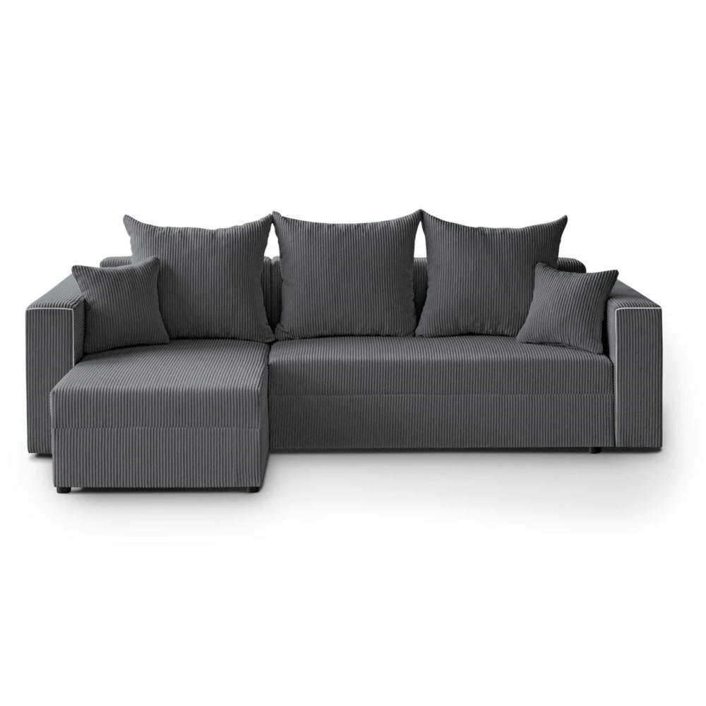ECKSCHLAFSOFA Hamlet L Grau - Schwarz/Grau, Textil/Metall (241/142cm) - Beautysofa