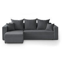ECKSCHLAFSOFA Hamlet L Grau - Schwarz/Grau, Textil/Metall (241/142cm) - Beautysofa