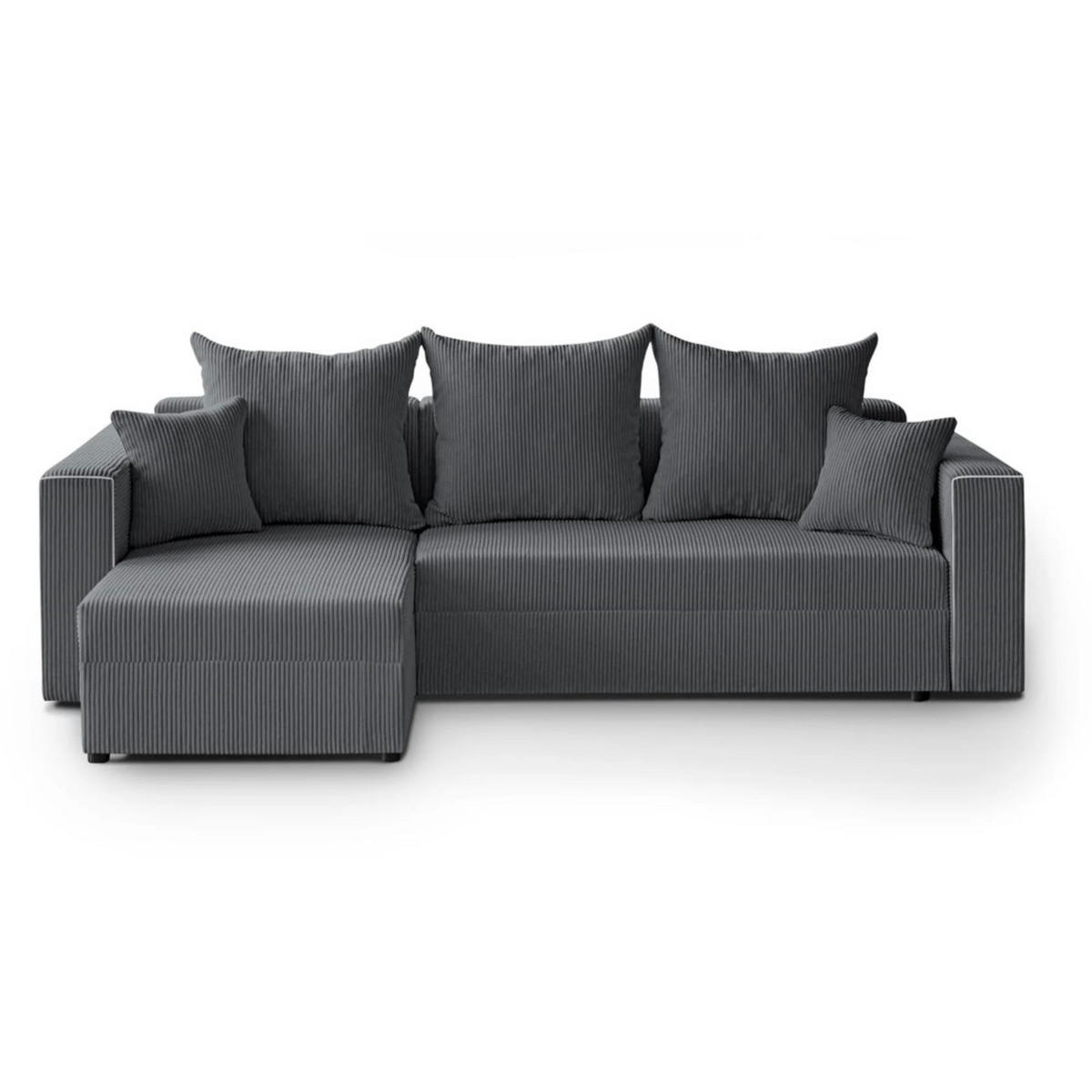 ECKSCHLAFSOFA Hamlet L Grau - Schwarz/Grau, Textil/Metall (241/142cm) - Beautysofa