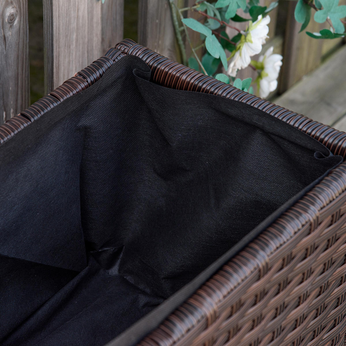 HOCHBEET, Poly Rattan, Kaffee-Braun - Braun, Metall (31/36/94.5cm) - Outsunny