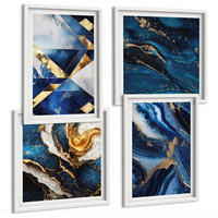BILDER SET 4er Set - 50x50 cm & 40x60 cm Weißer Rahmen - Abstrakte, elegante Muster - Weiß, Kunststoff (50/50cm) - TULUP