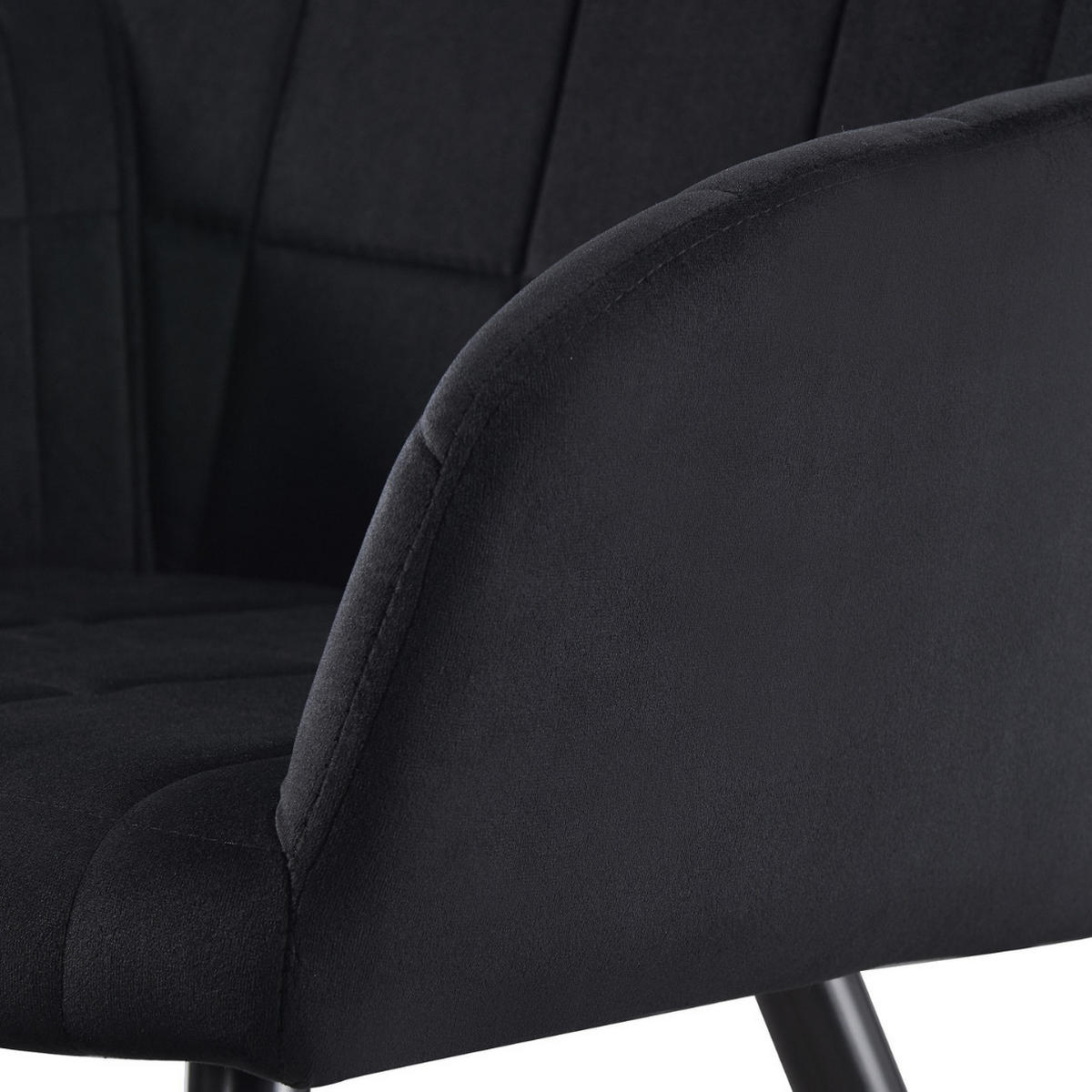 STUHL Samt Schwarz - Schwarz, Metall (55/82/59cm) - Life Interiors