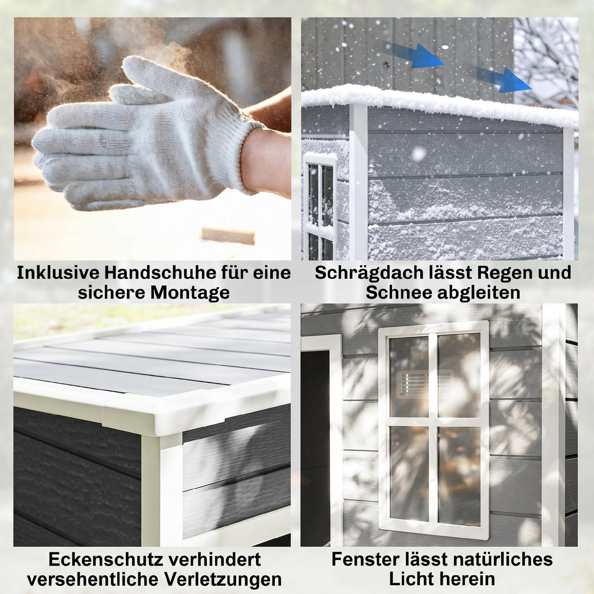 GERÄTEHAUS Kunststoff Aluminiumlegierung Grau - Grau, Kunststoff (92/193/151cm) - Outsunny