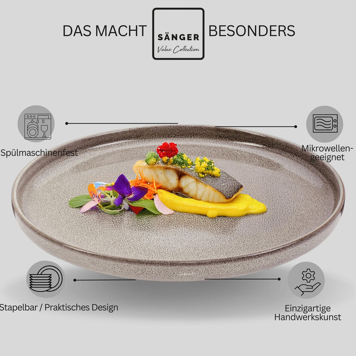 SPEISETELLER SET KAIRO - 4 teilig aus Steingut - Multicolor, Keramik (34.6cm) - Sänger